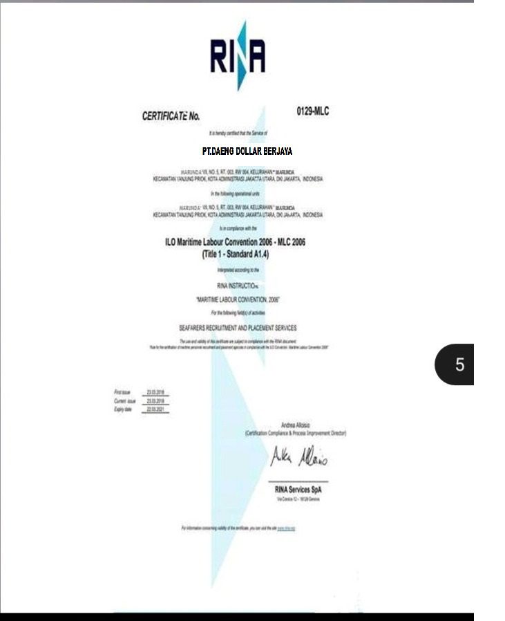 registration of rina